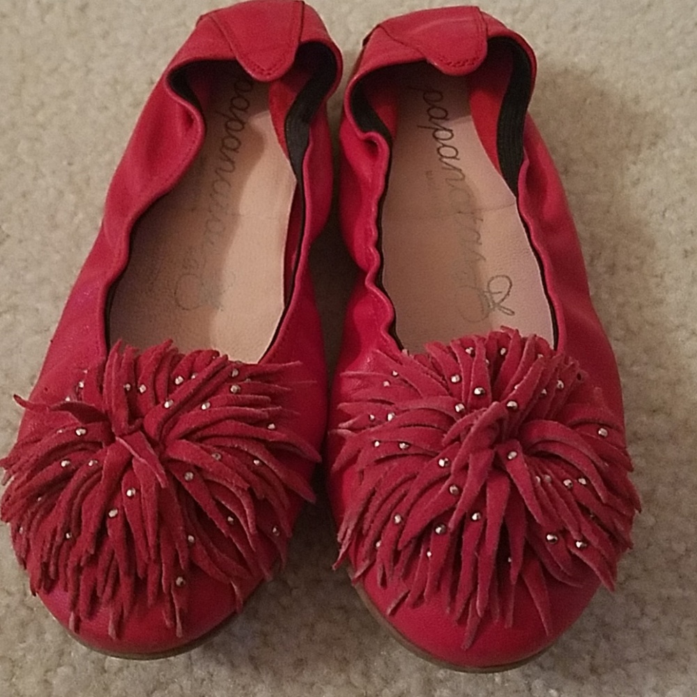 Eli Papanatas girls red leather ballerina shoes